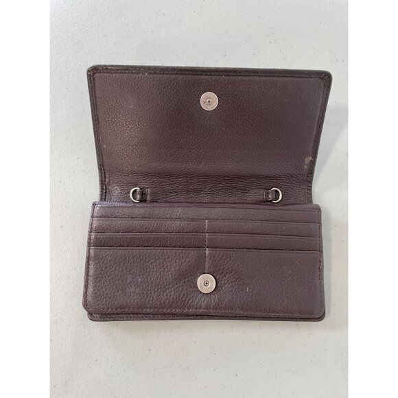 Brighton Croc Embossed Leather Wallet Brown Silver Tone Heart Card Organizer - Picture 8 of 11